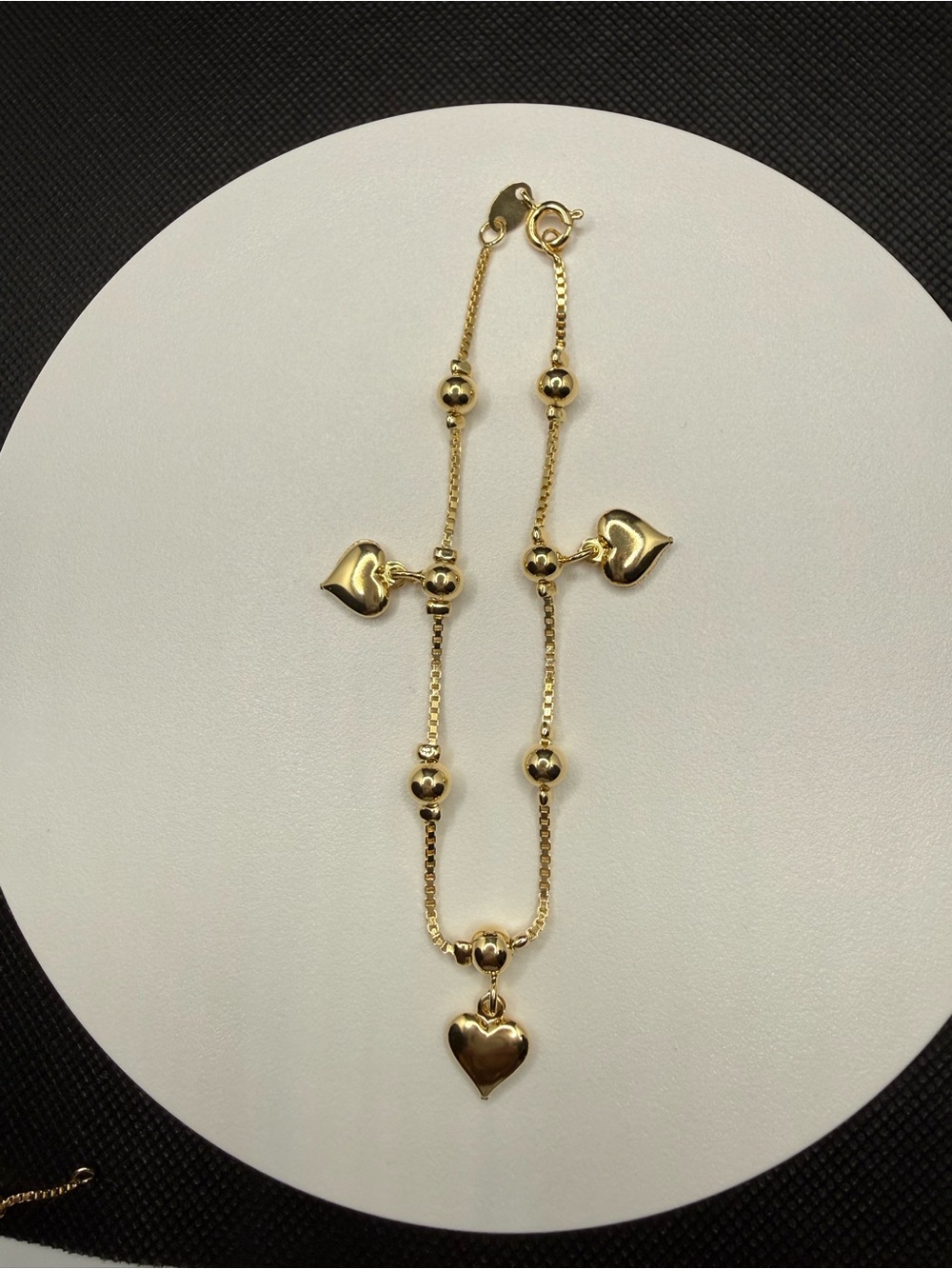 Gold Heart Charm Layered Necklace - Polished Gold Hearts